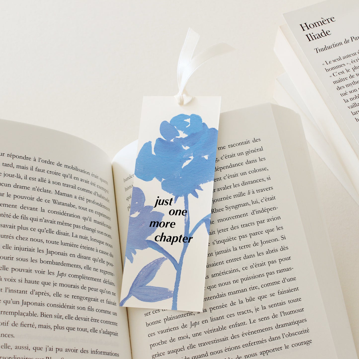 Marque-page "Just one more chapter" - Roses Bleues