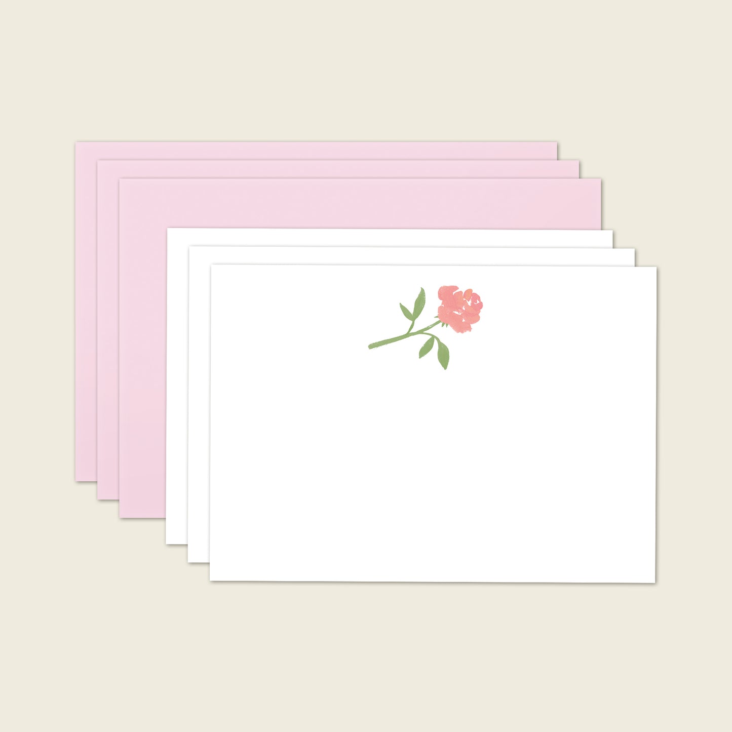 Set de 3 cartes de correspondance Petite Rose