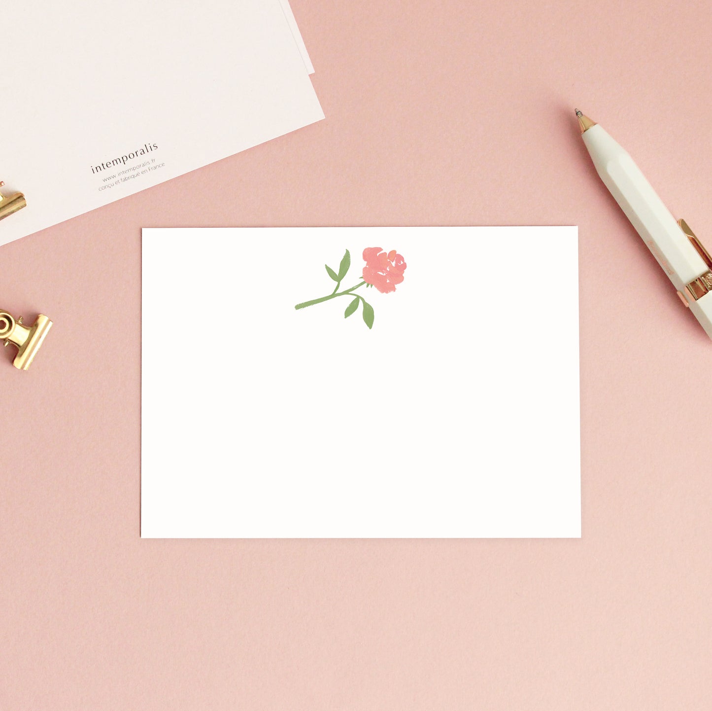 Set de 3 cartes de correspondance Petite Rose