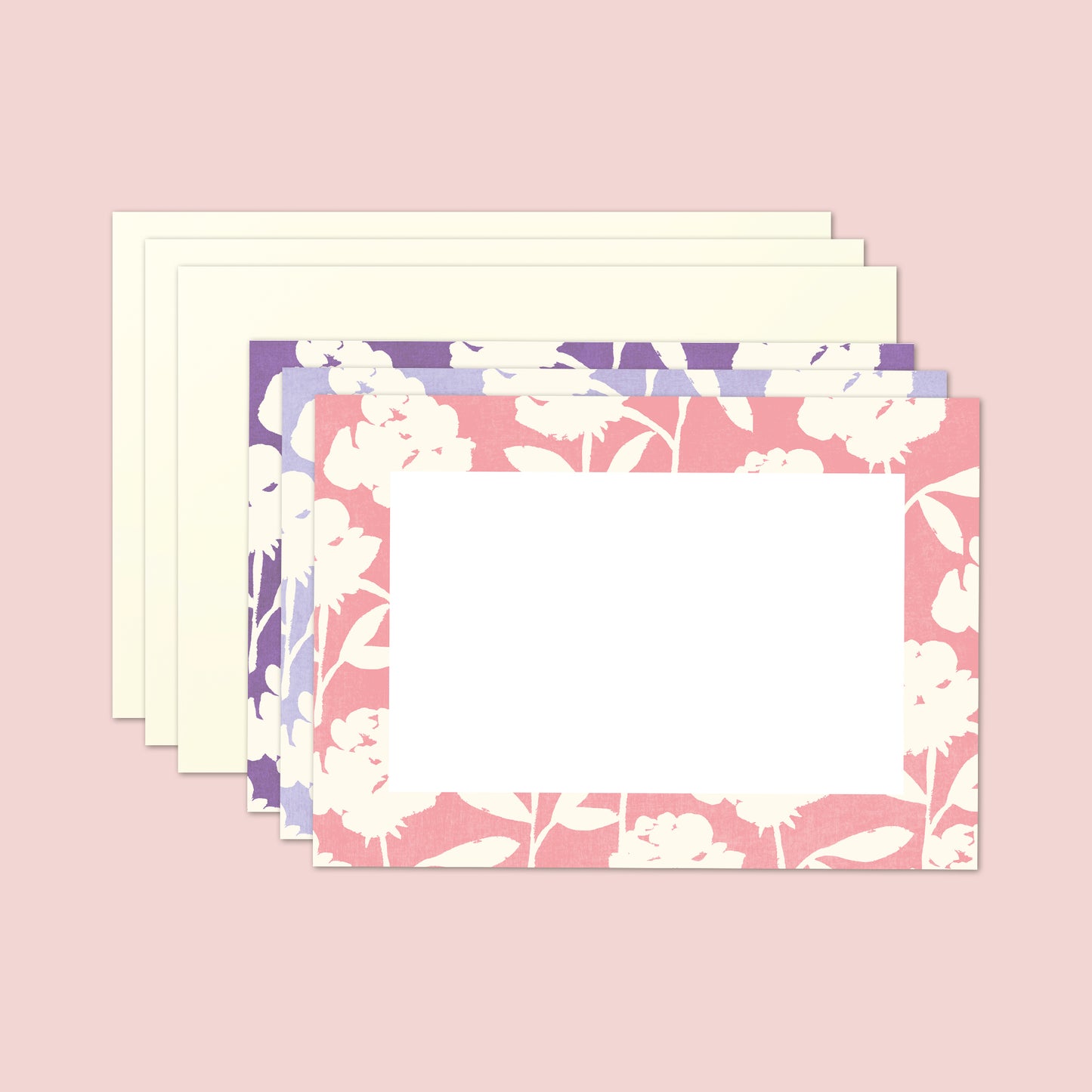 Set de 3 cartes de correspondance Motif Roses 3 couleurs