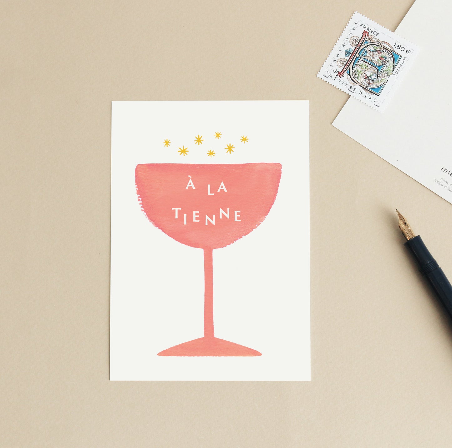 Carte d'art "A la tienne" Champagne rosé