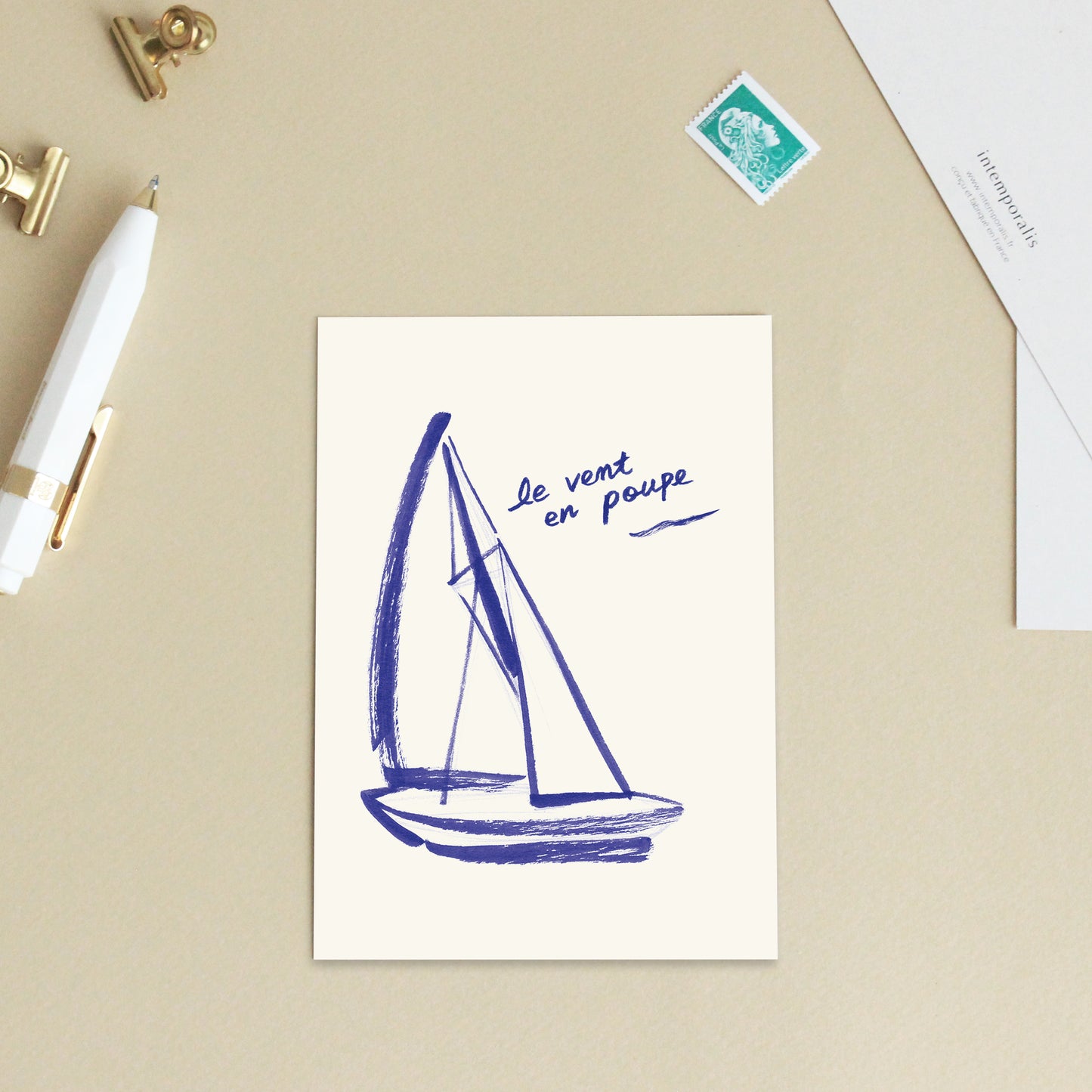 Carte d'art "Le vent en poupe"