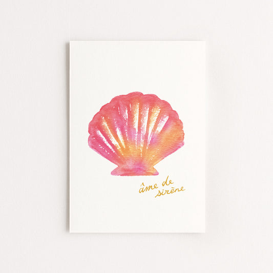 Carte d'art "Ame de sirène" - Coquillage rose