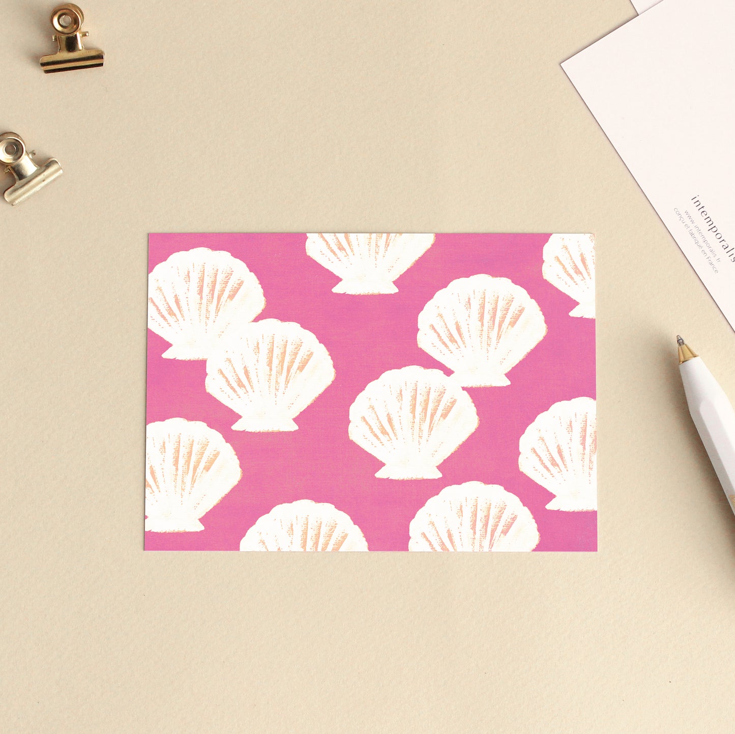 Carte d'art Motif Coquillage - Rose