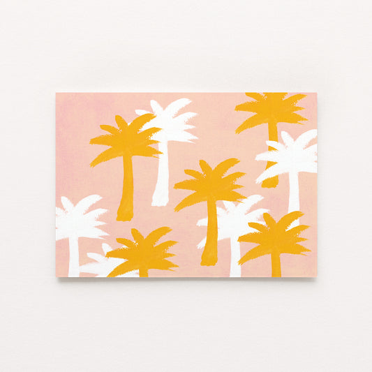 Carte d'art Motif Palmiers - Rose Jaune