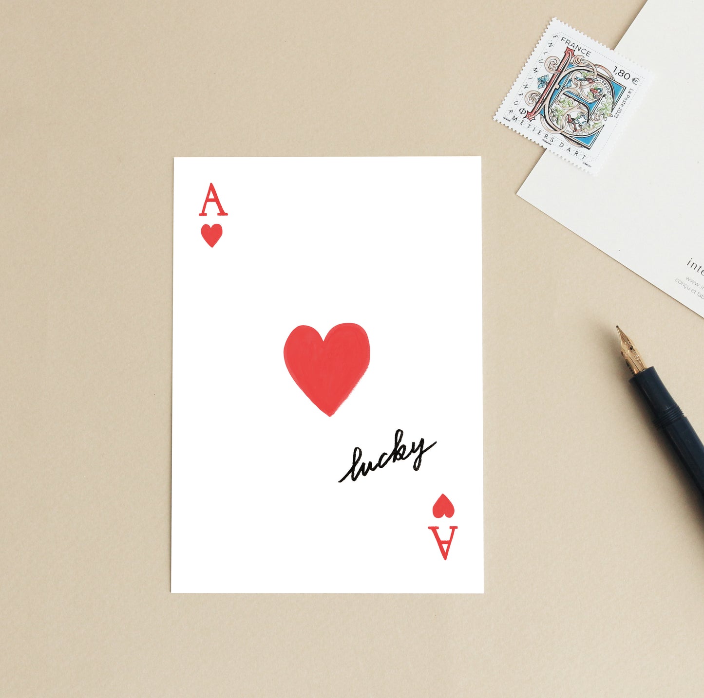 Carte d'art As de coeur "Lucky"