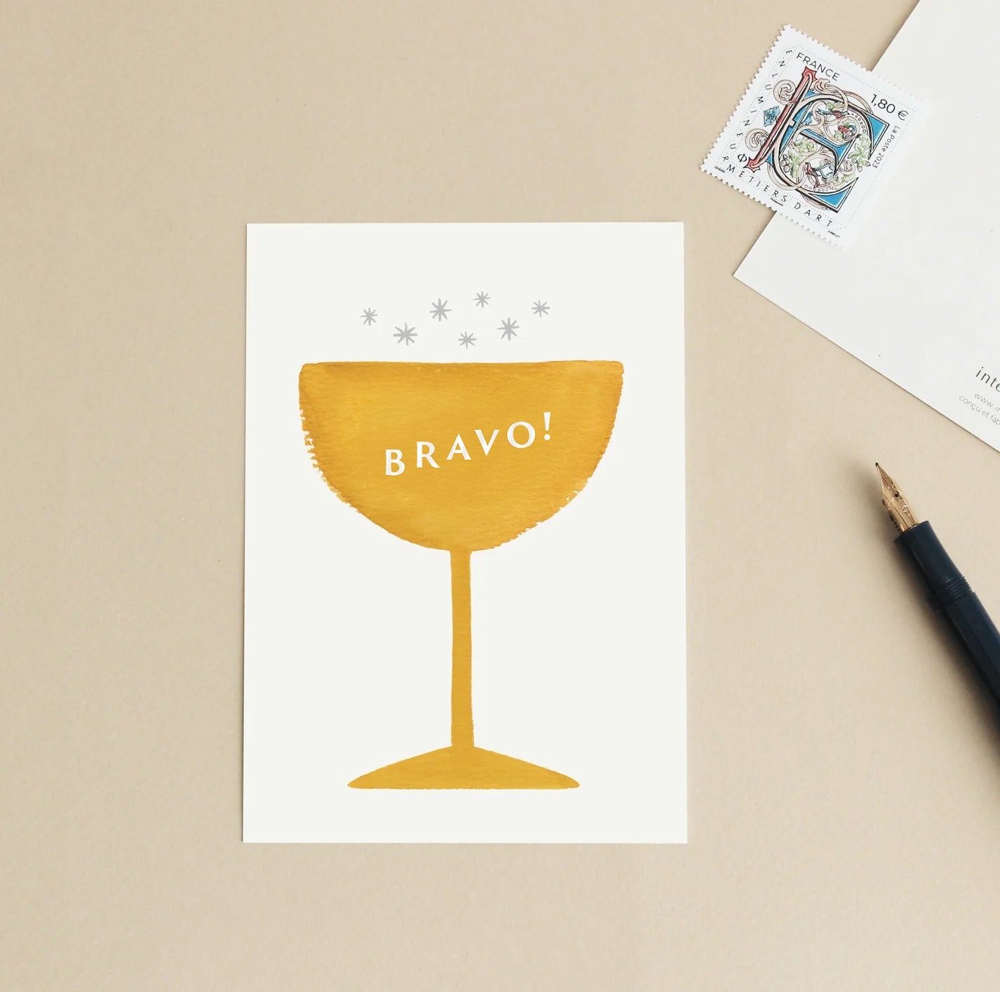Carte d'art Champagne "Bravo"