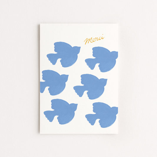 Carte d'art Oiseaux "Merci"
