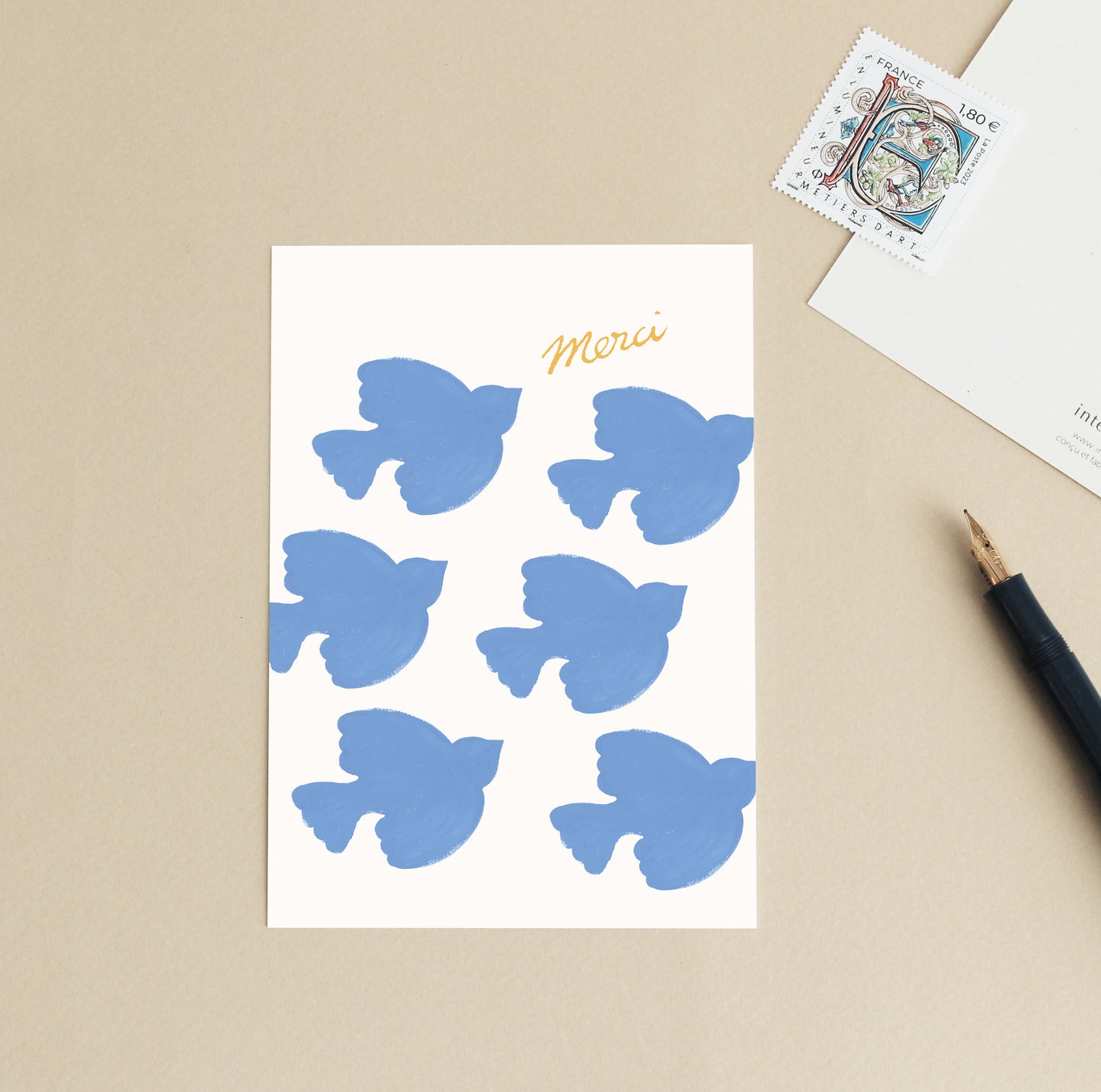 Carte d'art Oiseaux "Merci"