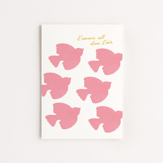 Carte d'art "L'amour est dans l'air" - Rose