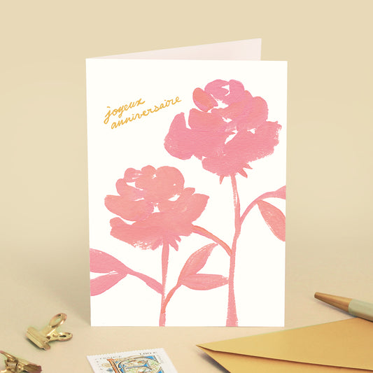 Carte de vœux "Je pense à toi" - Rose