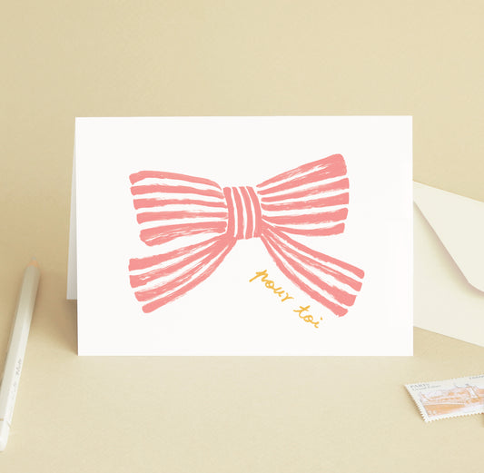 Carte de vœux Noeud "Pour toi" - Rose