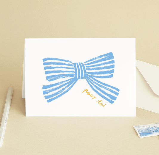 Carte de vœux Noeud "Pour toi" - Bleu
