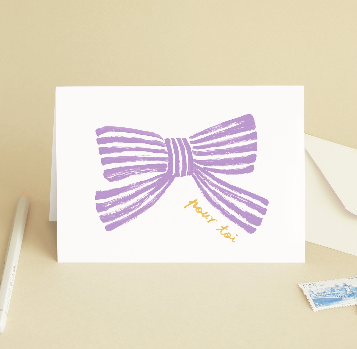 Carte de vœux Noeud "Pour toi" - Violet