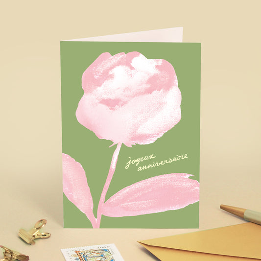 Carte de vœux Pivoine "Joyeux anniversaire"