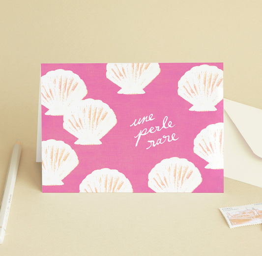 Carte de vœux "Une perle rare" - Rose