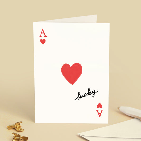 Carte de vœux As de coeur "Lucky"