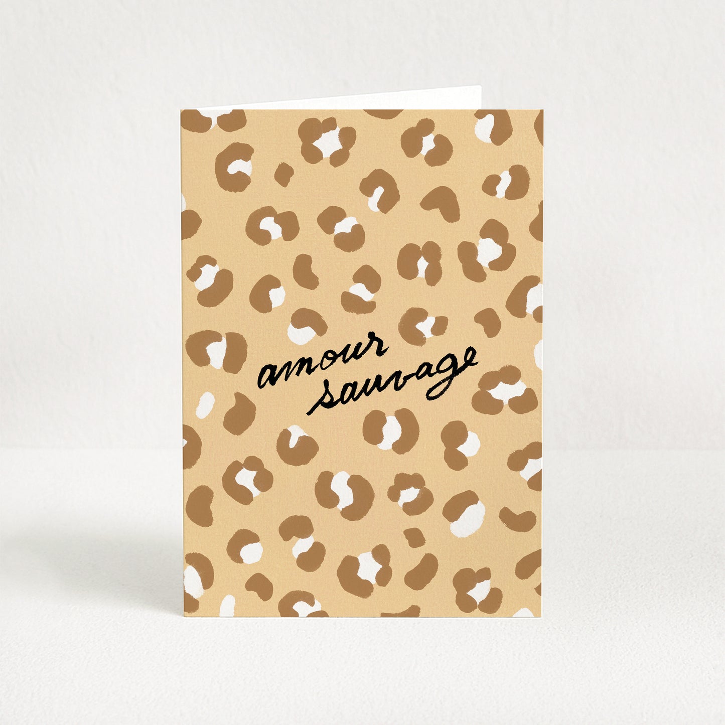 Carte de vœux Léopard "Amour sauvage" - Beige