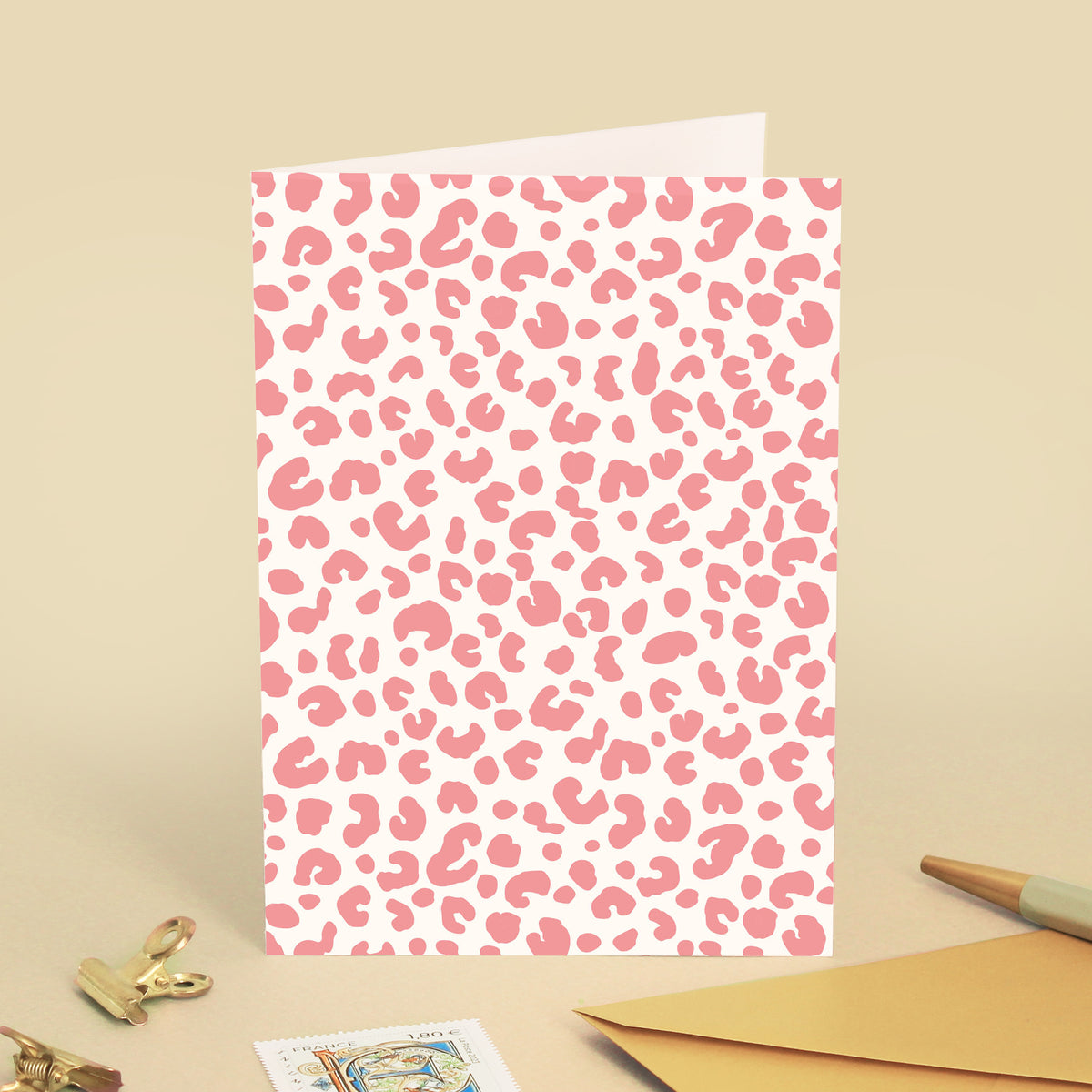 Carte de vœux Motif Léopard - Rose