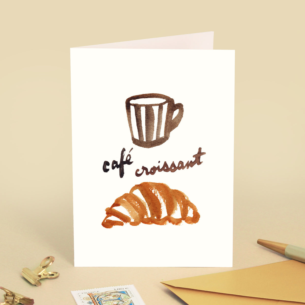 Carte de vœux "Café Croissant"
