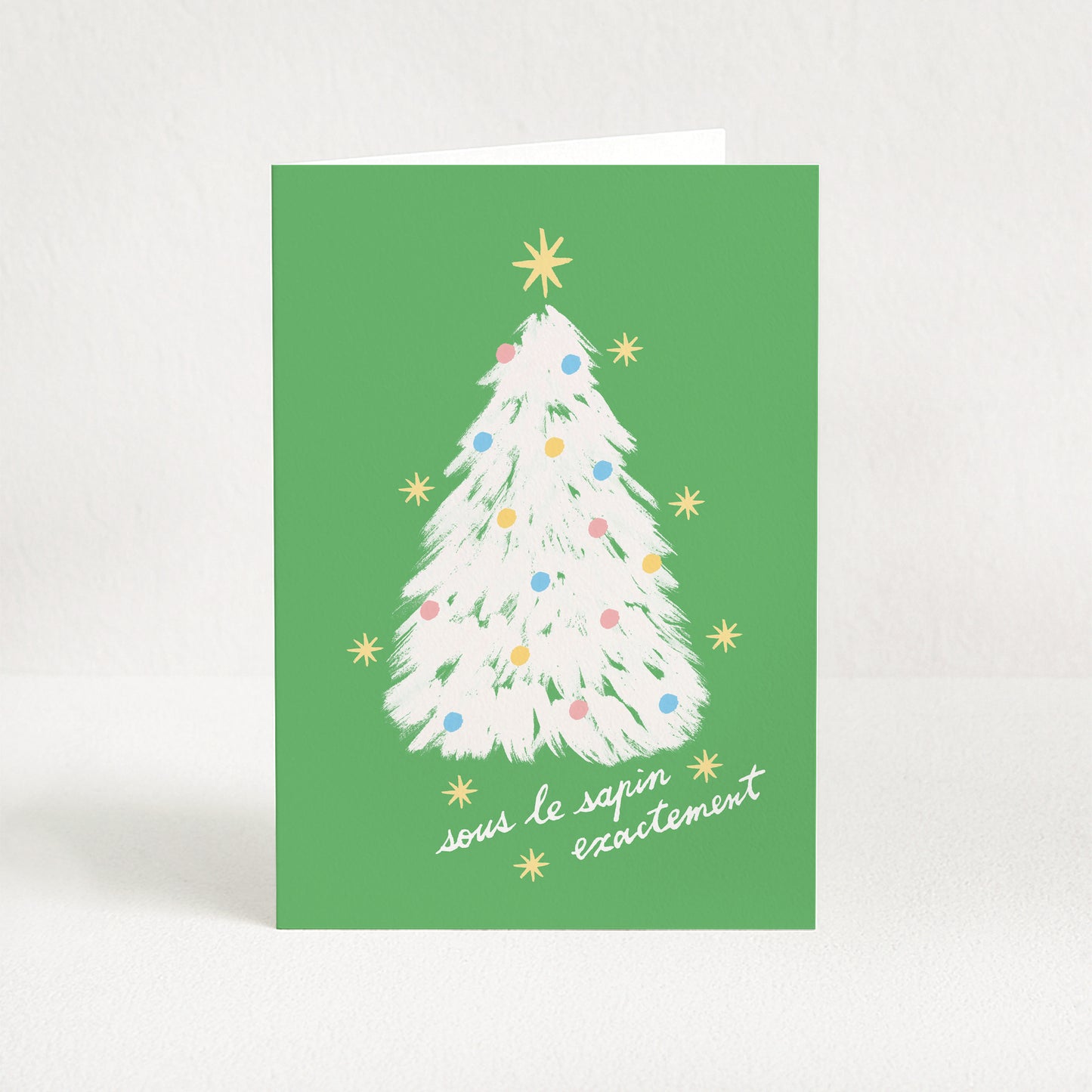 Carte de vœux Noël "Sous le sapin exactement" - Vert