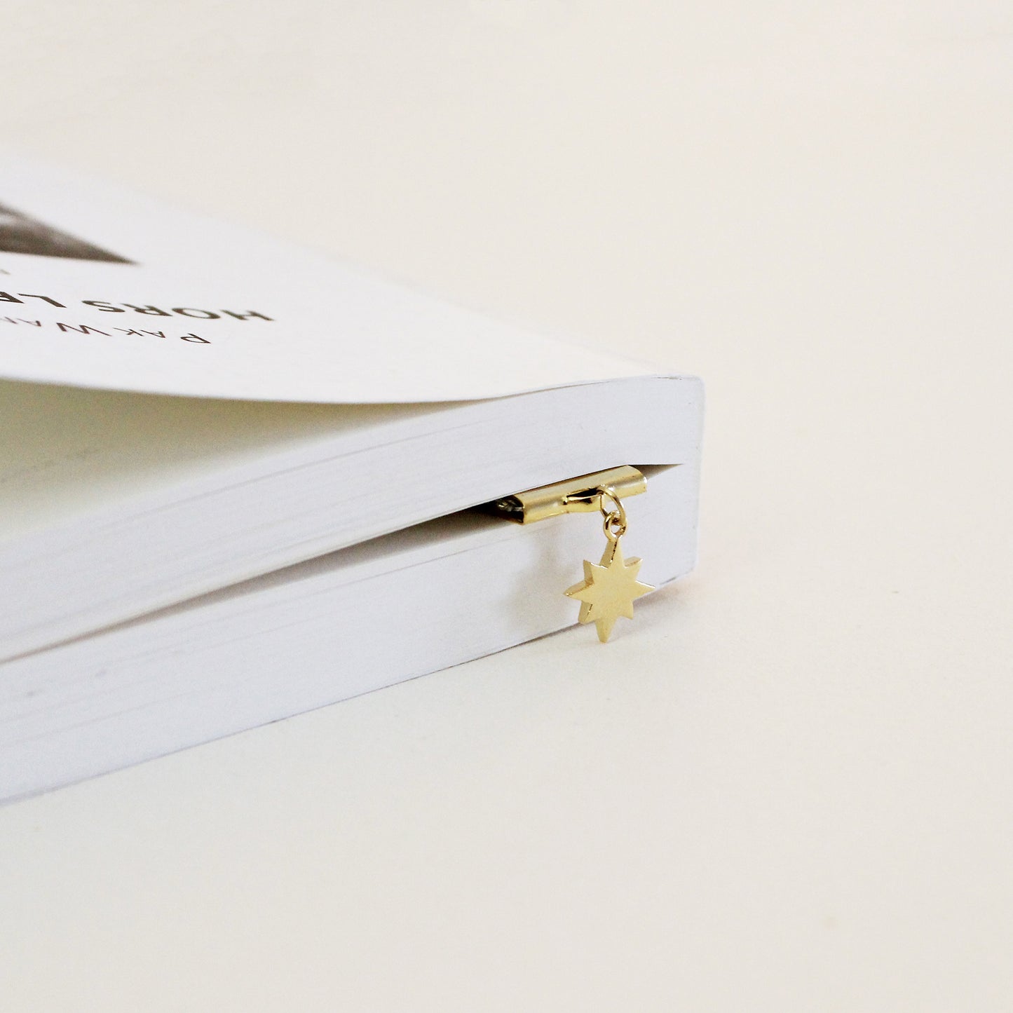 Marque-page Ruban coton breloque étoile - Gris