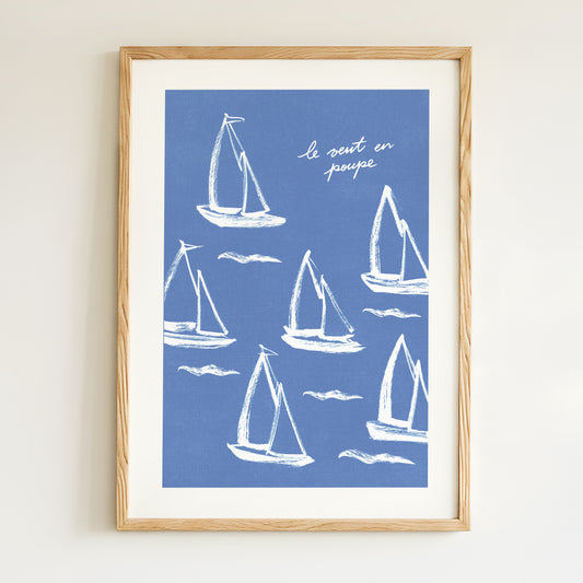 Affiche Voiliers "Le vent en poupe"