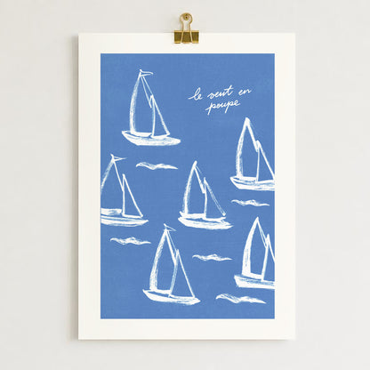 Affiche Voiliers "Le vent en poupe"