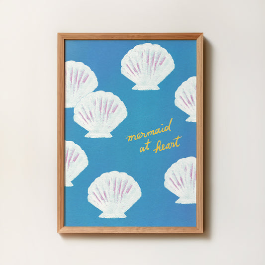 Affiche "Mermaid at heart" bleu motif