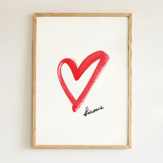 Affiche Coeur "Bisous"