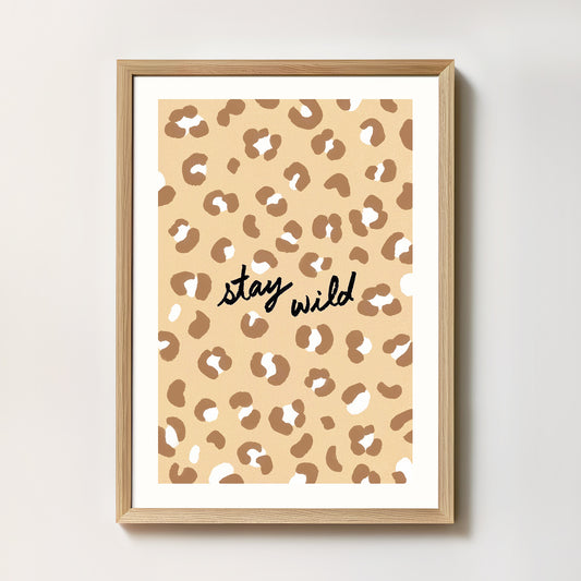 Affiche Motif Léopard "Stay Wild" - Beige