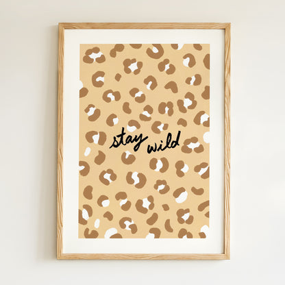 Affiche Motif Léopard "Stay Wild" - Beige
