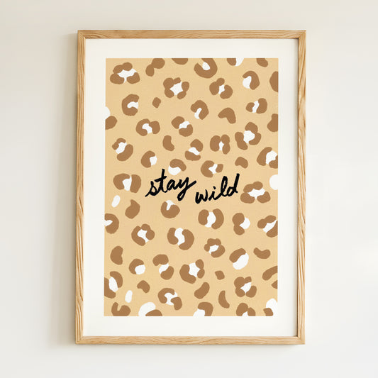 Affiche Motif Léopard "Stay Wild" - Beige