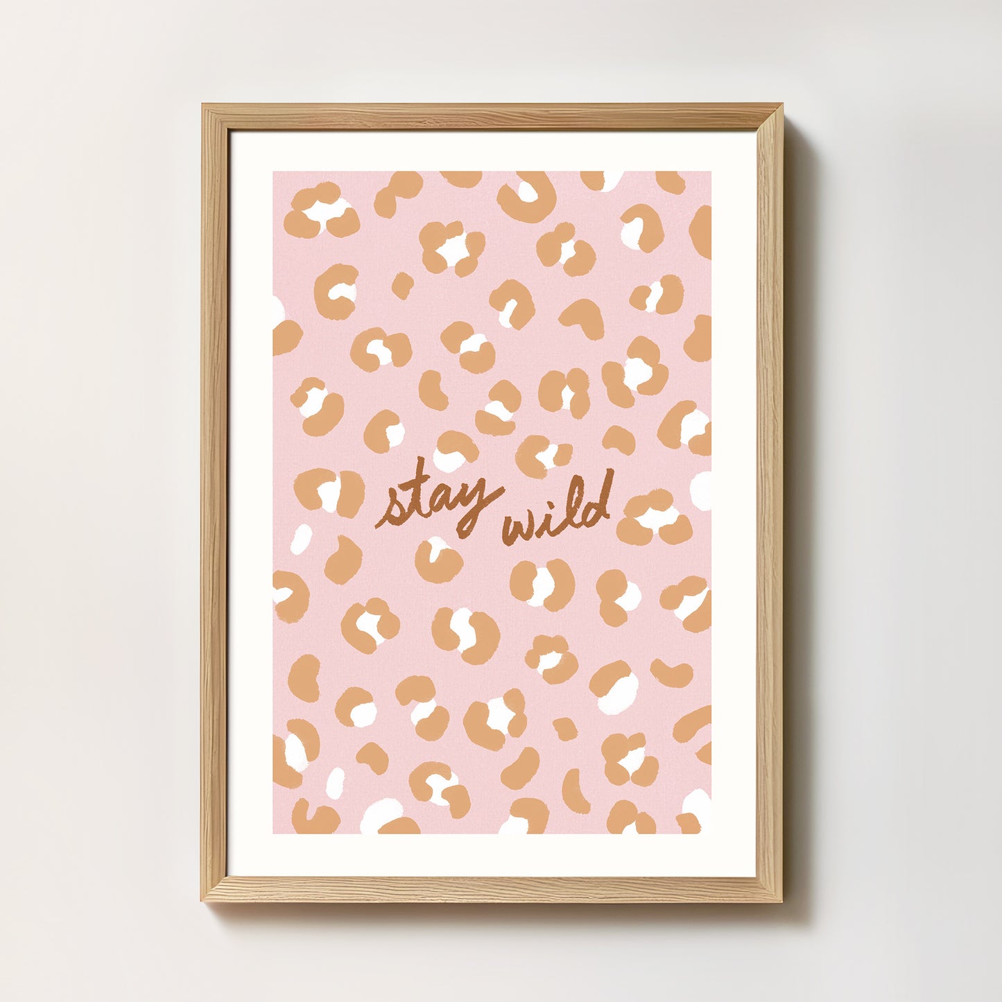 Affiche Motif Léopard "Stay Wild" - Rose