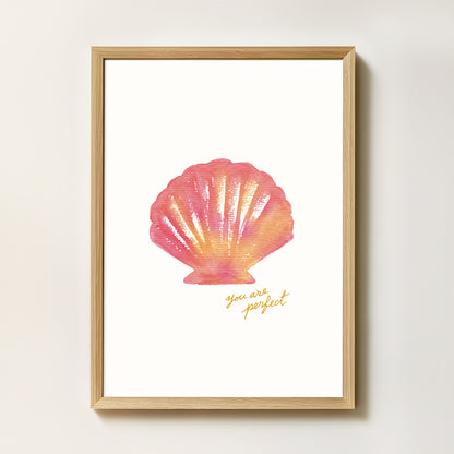 Affiche Coquillage rose "You are perfect"