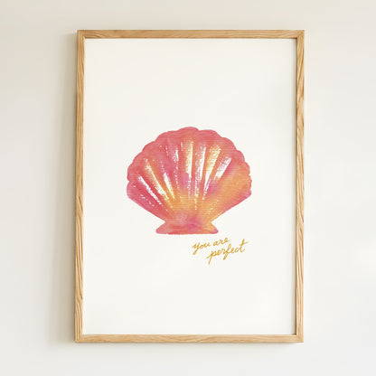 Affiche Coquillage rose "You are perfect"