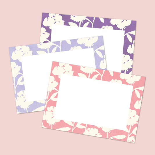 Set de 3 cartes de correspondance Motif Roses 3 couleurs