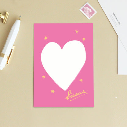 Set de 3 cartes de note "Bisous" Coeur