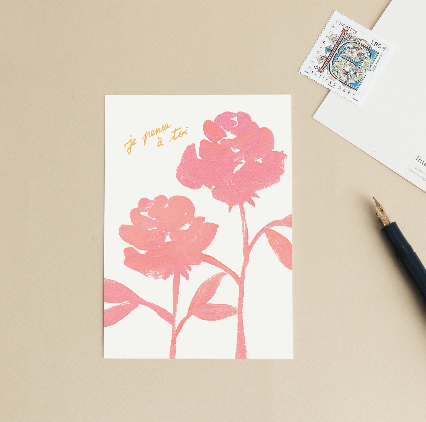Lot de 5 cartes d'art - Collection Rose