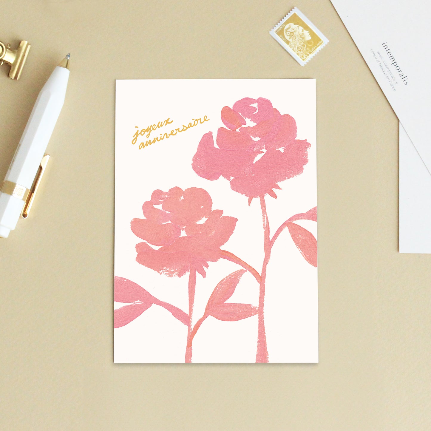Carte d'art Roses "Joyeux anniversaire"