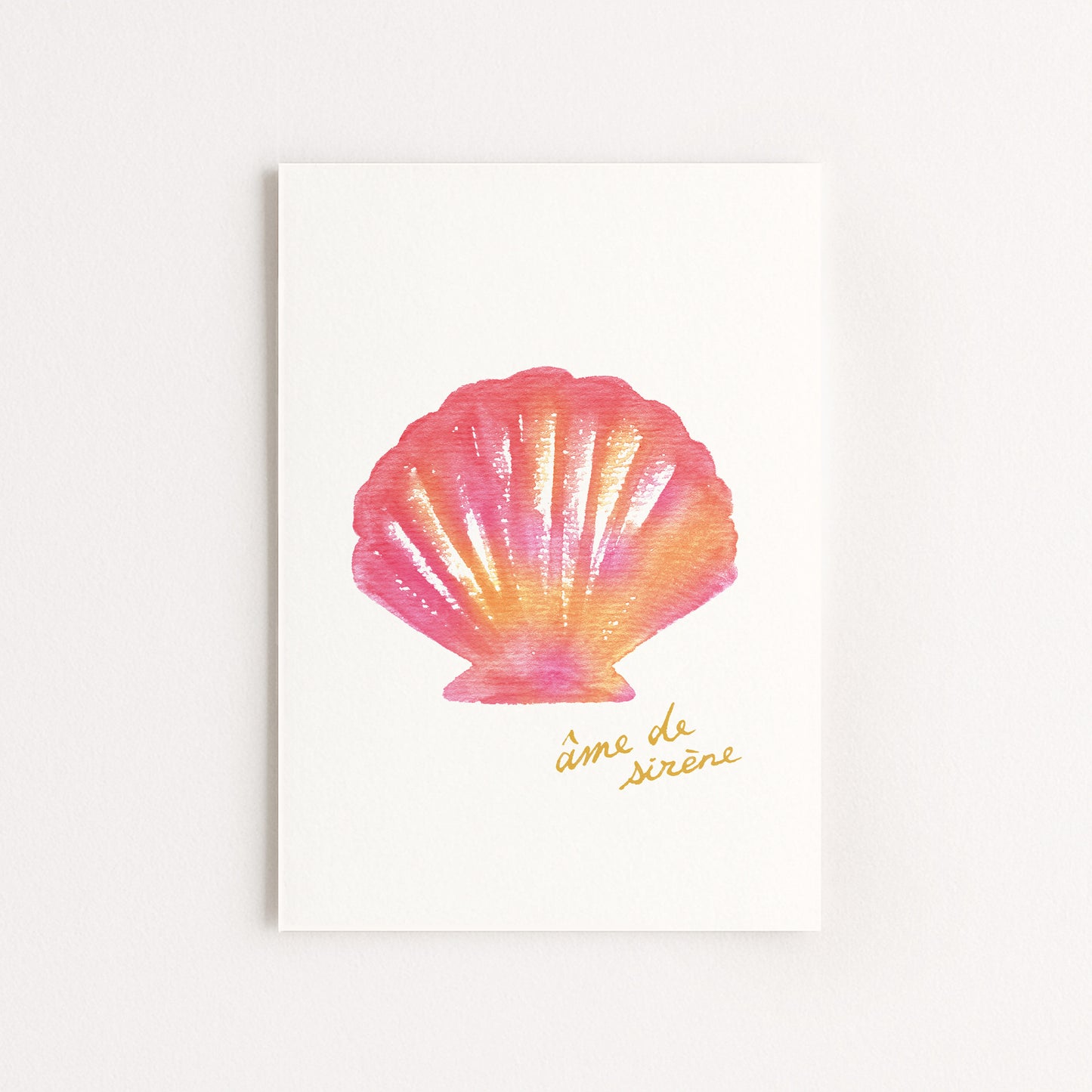 Carte d'art "Ame de sirène" - Coquillage rose