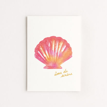 Carte d'art "Ame de sirène" - Coquillage rose