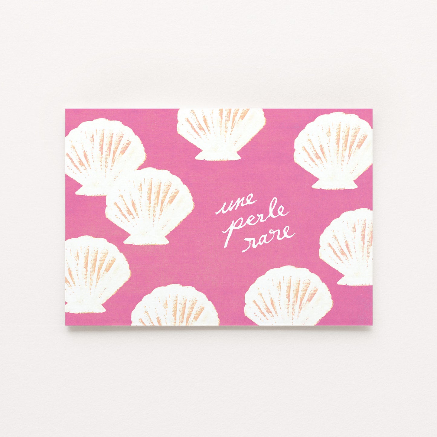 Carte d'art "Une perle rare" Coquillages - Rose