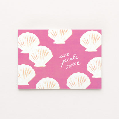 Carte d'art "Une perle rare" Coquillages - Rose