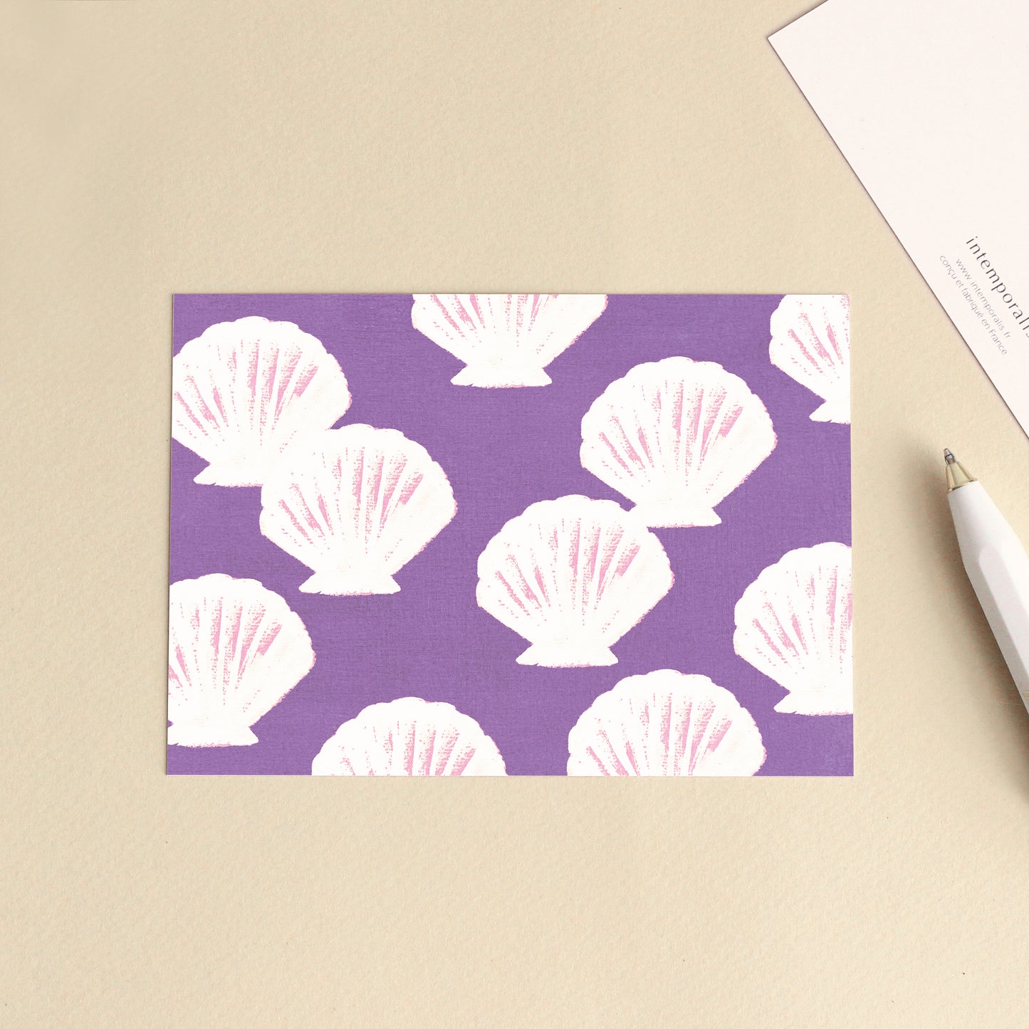 Carte d'art Motif Coquillage - Violet