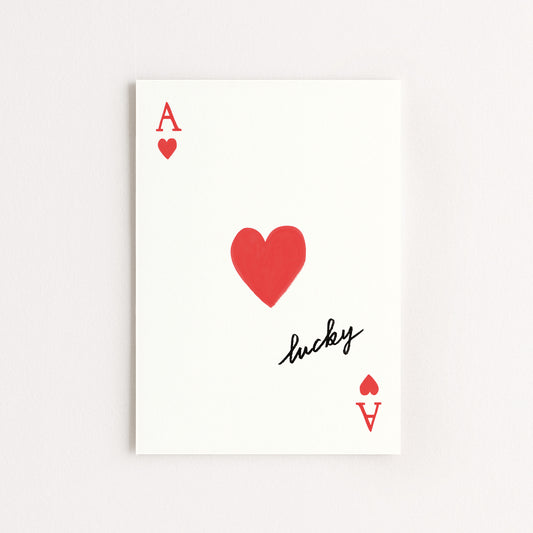Carte d'art As de coeur "Lucky"
