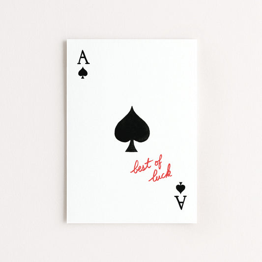 Carte d'art As de pique "Best of Luck"