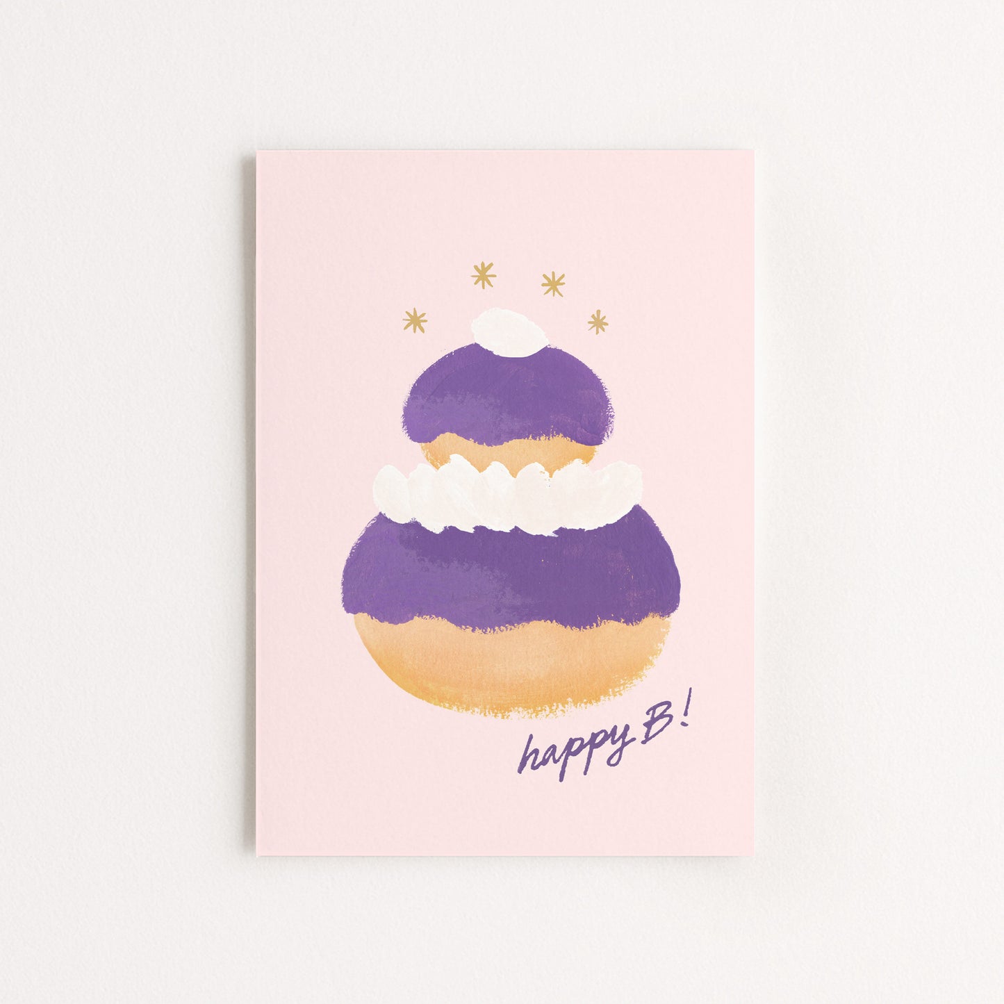 Carte d'art Gâteau anniversaire "Happy B" - Violette