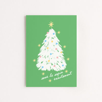 Carte postale Noël "Sous le sapin exactement" - Vert