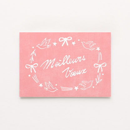 Carte postale "Meilleurs Voeux" - Rose